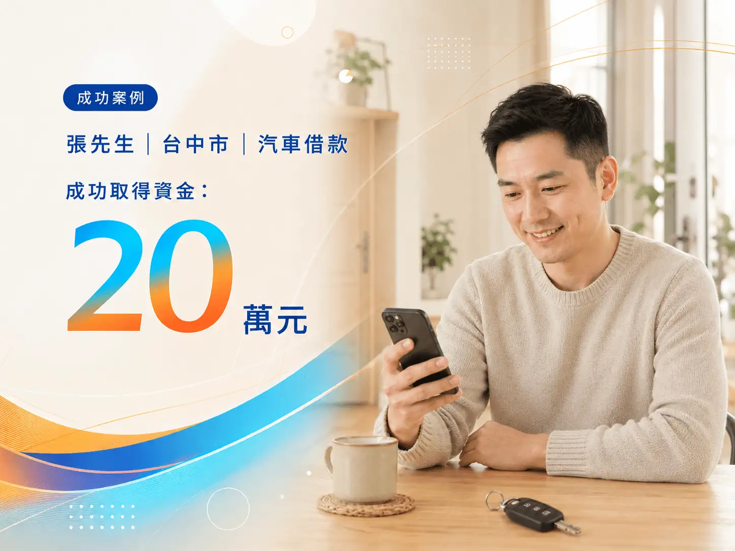 張先生｜台中市｜汽車借款 成功借款 20 萬元